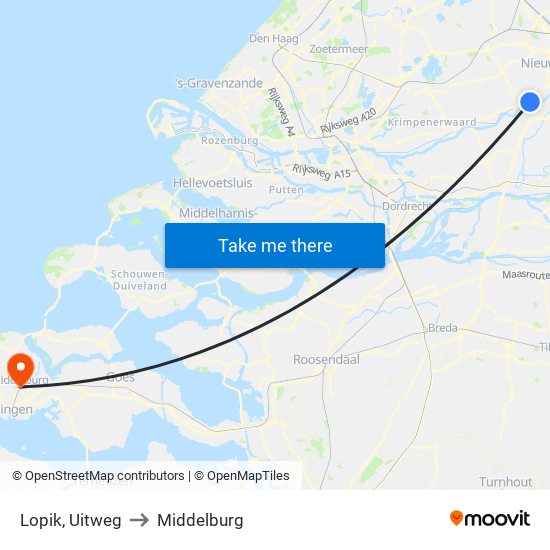 Lopik, Uitweg to Middelburg map