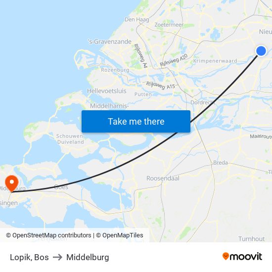 Lopik, Bos to Middelburg map