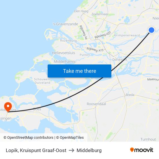 Lopik, Kruispunt Graaf-Oost to Middelburg map