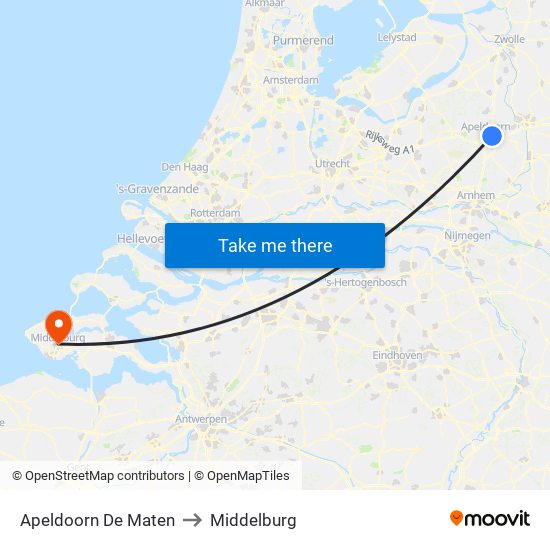 Apeldoorn De Maten to Middelburg map