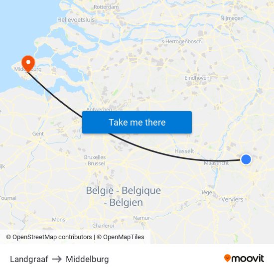 Landgraaf to Middelburg map