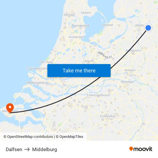 Dalfsen to Middelburg map