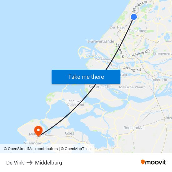 De Vink to Middelburg map