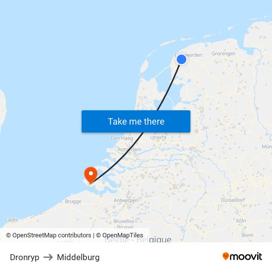 Dronryp to Middelburg map