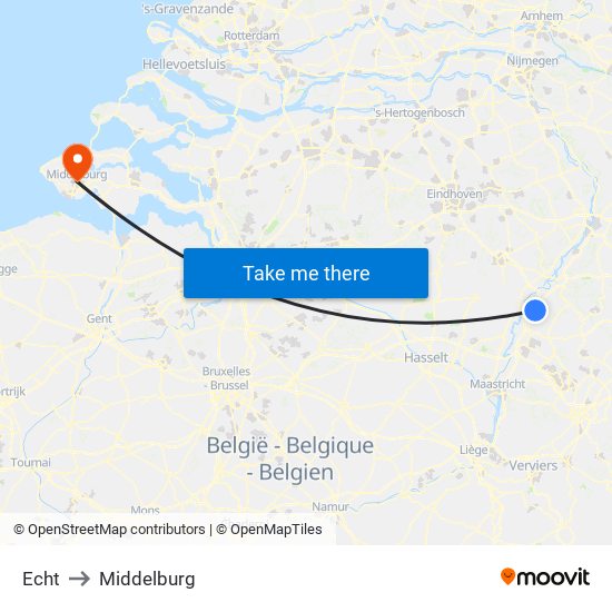 Echt to Middelburg map