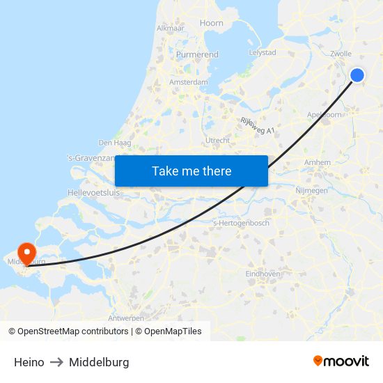 Heino to Middelburg map