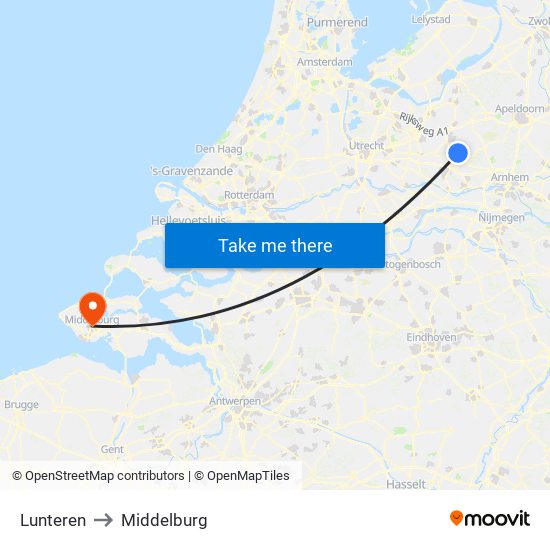 Lunteren to Middelburg map