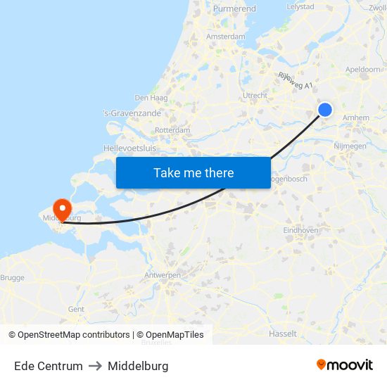 Ede Centrum to Middelburg map