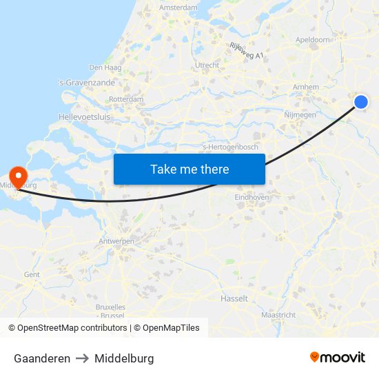 Gaanderen to Middelburg map