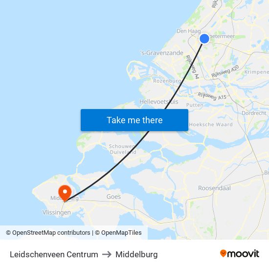 Leidschenveen Centrum to Middelburg map