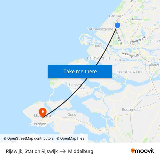 Rijswijk, Station Rijswijk to Middelburg map