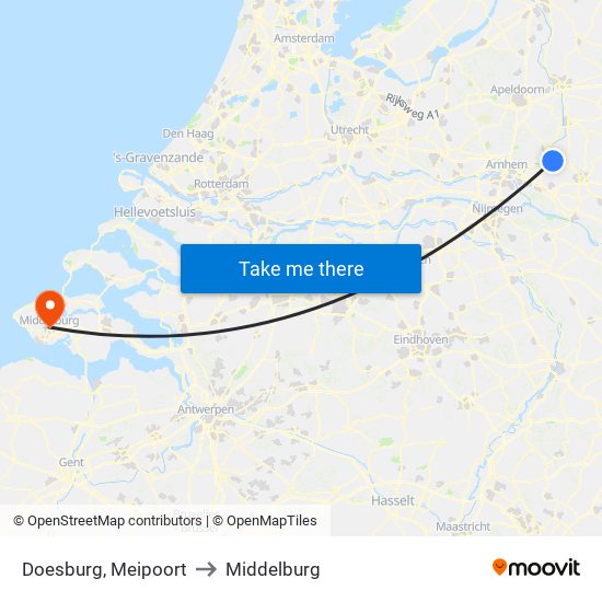 Doesburg, Meipoort to Middelburg map