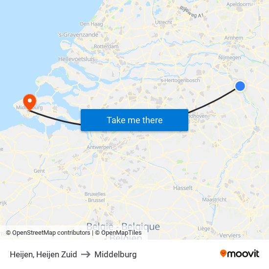 Heijen, Heijen Zuid to Middelburg map