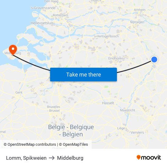 Lomm, Spikweien to Middelburg map