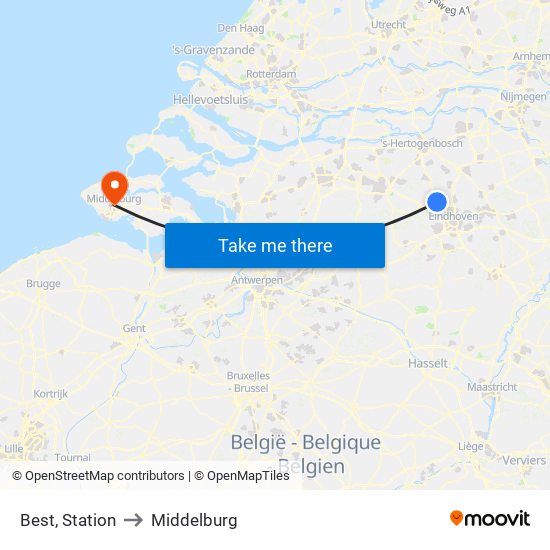 Best, Station to Middelburg map
