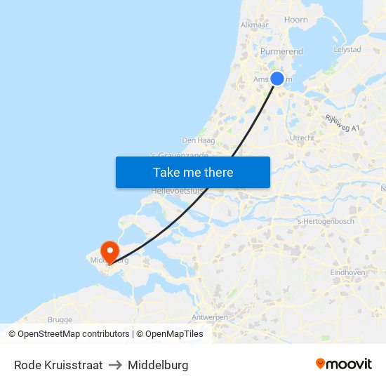 Rode Kruisstraat to Middelburg map