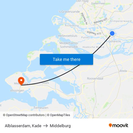 Alblasserdam, Kade to Middelburg map