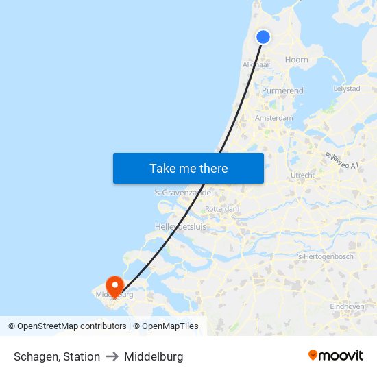 Schagen, Station to Middelburg map