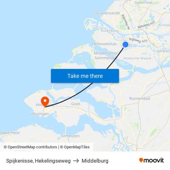 Spijkenisse, Hekelingseweg to Middelburg map