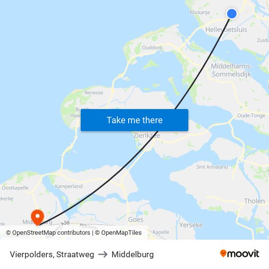 Vierpolders, Straatweg to Middelburg map