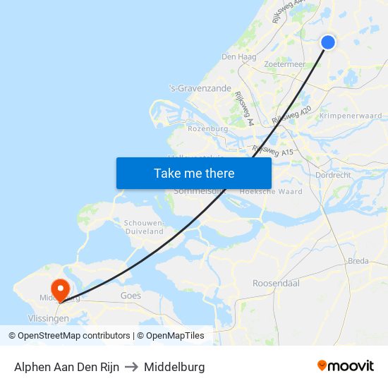 Alphen Aan Den Rijn to Middelburg map