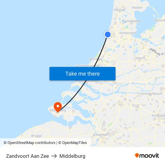 Zandvoort Aan Zee to Middelburg map