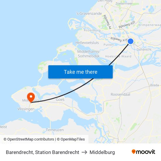 Barendrecht, Station Barendrecht to Middelburg map