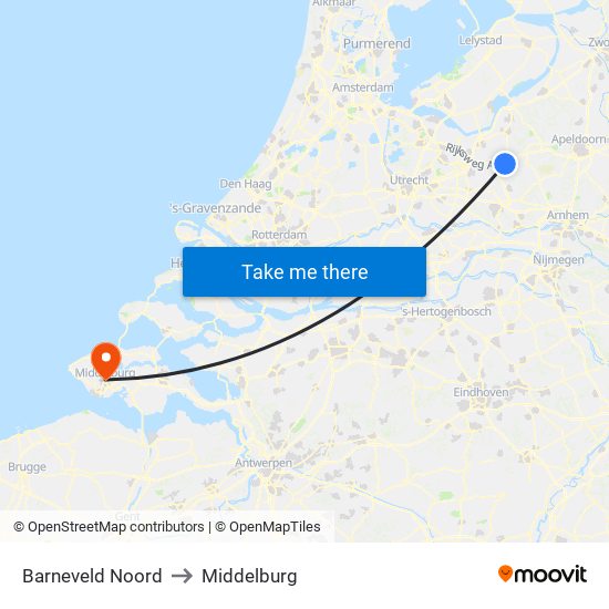 Barneveld Noord to Middelburg map