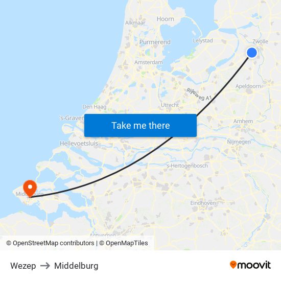 Wezep to Middelburg map