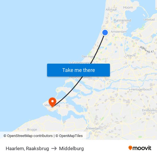 Haarlem, Raaksbrug to Middelburg map