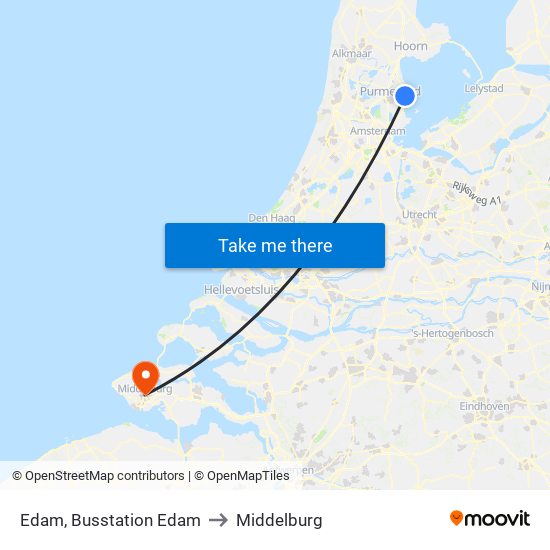 Edam, Busstation Edam to Middelburg map
