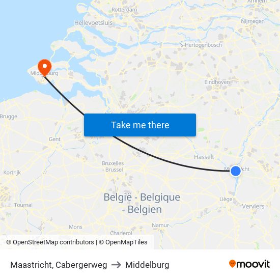Maastricht, Cabergerweg to Middelburg map