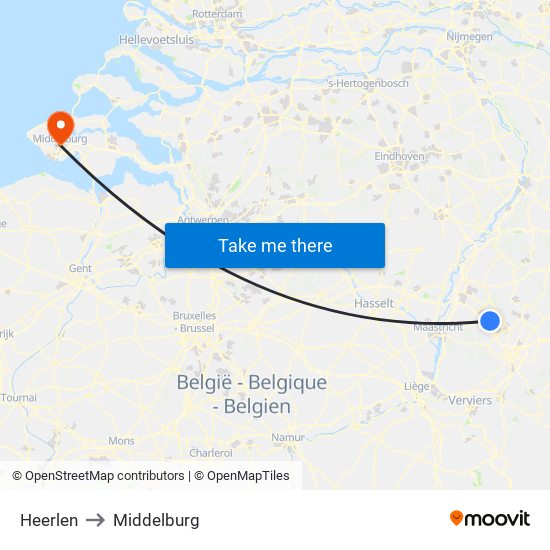 Heerlen to Middelburg map