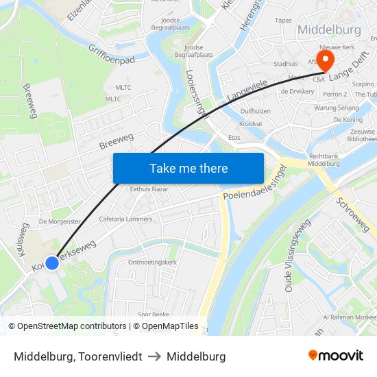 Middelburg, Toorenvliedt to Middelburg map