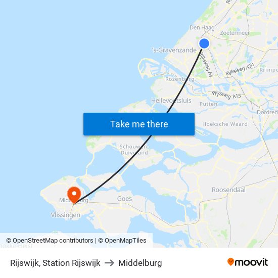 Rijswijk, Station Rijswijk to Middelburg map