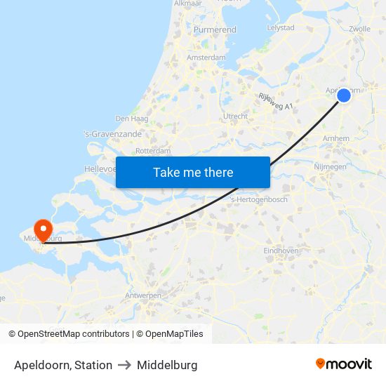 Apeldoorn, Station to Middelburg map