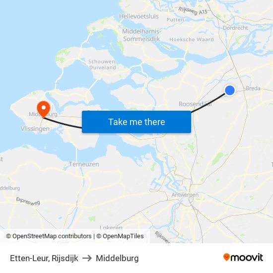 Etten-Leur, Rijsdijk to Middelburg map