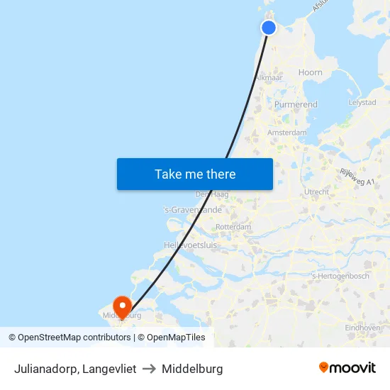Julianadorp, Langevliet to Middelburg map
