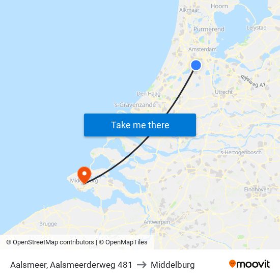 Aalsmeer, Aalsmeerderweg 481 to Middelburg map