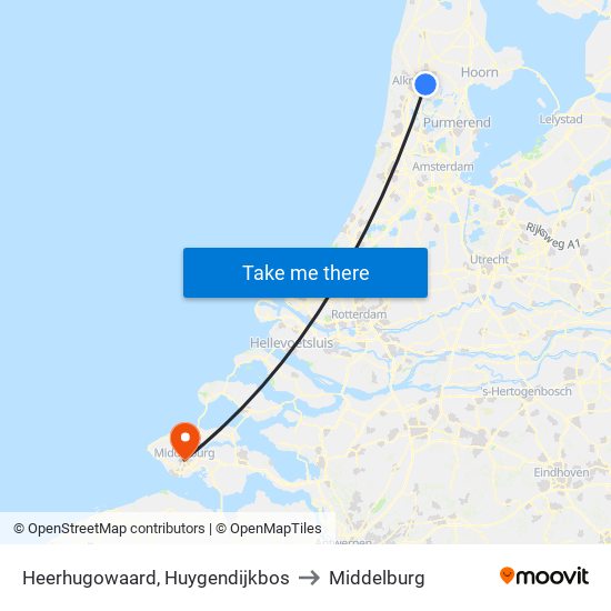 Heerhugowaard, Huygendijkbos to Middelburg map