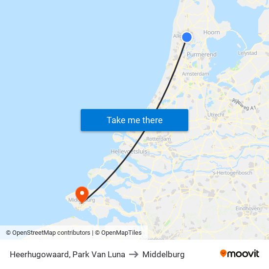 Heerhugowaard, Park Van Luna to Middelburg map