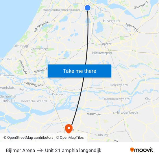 Bijlmer Arena to Unit 21 amphia langendijk map