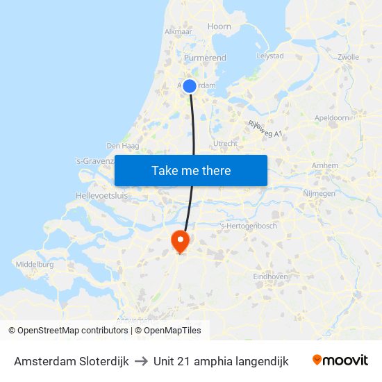 Amsterdam Sloterdijk to Unit 21 amphia langendijk map