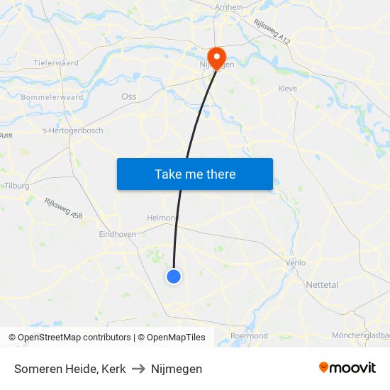 Someren Heide, Kerk to Nijmegen map