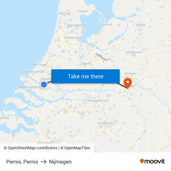 Pernis, Pernis to Nijmegen map