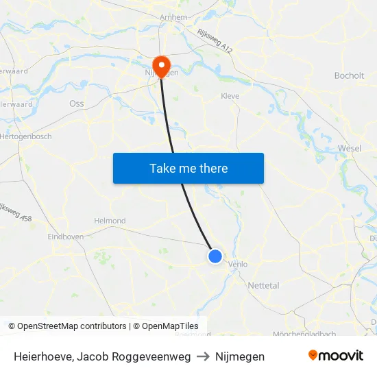 Heierhoeve, Jacob Roggeveenweg to Nijmegen map