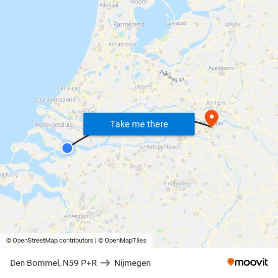 Den Bommel, N59 P+R to Nijmegen map