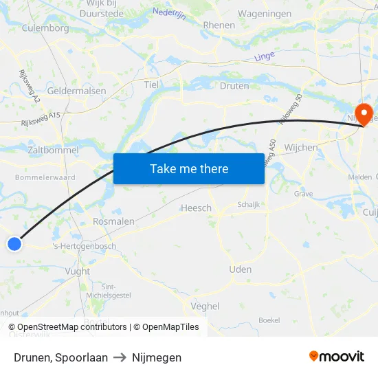 Drunen, Spoorlaan to Nijmegen map