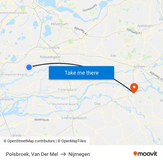 Polsbroek, Van Der Mel to Nijmegen map