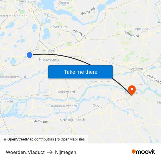 Woerden, Viaduct to Nijmegen map